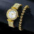 LUXEHAEVEN 2pcs Luxury Fashion Women Watch Set Silver Strap Ladies Quartz Wristwatch Alloy Bracelet For Ladies Jewelry Set LuxeHaeven