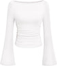 LUXEHAEVEN Womens Bell Long Sleeve Ribbed Knit Tops