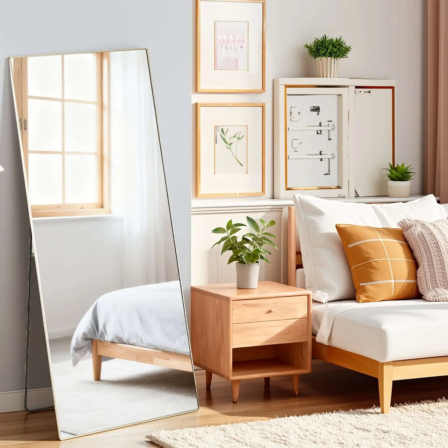 LUXEHAEVEN Full Length Arched/Rect Mirror with Stand