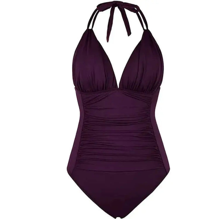 LUXEHAEVEN Multi-colored Ruffled Trim Figure-hugging Backless One-piece Swimsuit LuxeHaeven