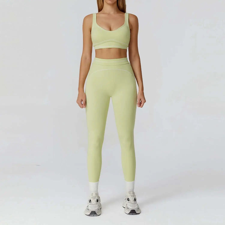 LUXEHAEVEN Contrast-color Brushed Yoga Set With Dual Shoulder Straps LuxeHaeven