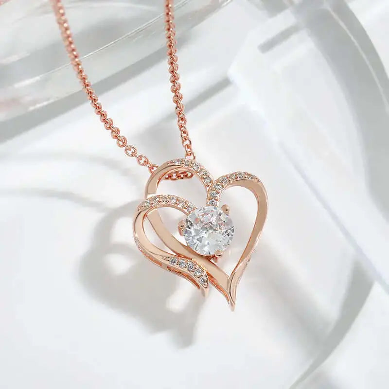 LUXEHAEVEN Necklace With Rhinestones Ins Personalized Heart-shaped Necklace Clavicle Chain Jewelry For Women LuxeHaeven