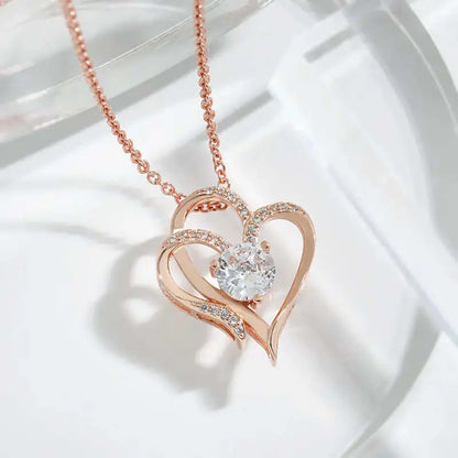 LUXEHAEVEN Necklace With Rhinestones Ins Personalized Heart-shaped Necklace Clavicle Chain Jewelry For Women LuxeHaeven