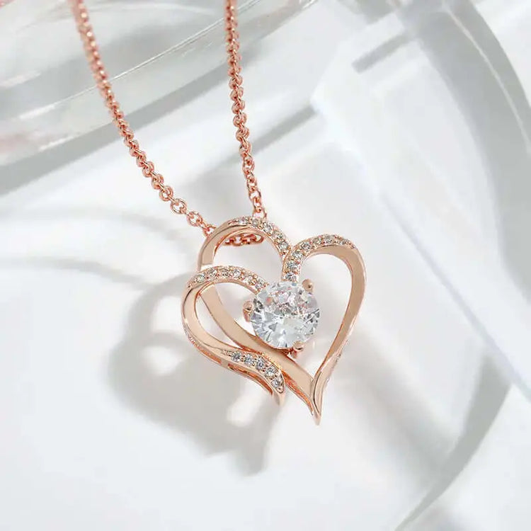 LUXEHAEVEN Necklace With Rhinestones Ins Personalized Heart-shaped Necklace Clavicle Chain Jewelry For Women LuxeHaeven