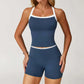 LUXEHAEVEN Nude-Feel Yoga Set Contrasting Colors, Crossed Back Design, Tight-Fitting Yoga Wear LuxeHaeven