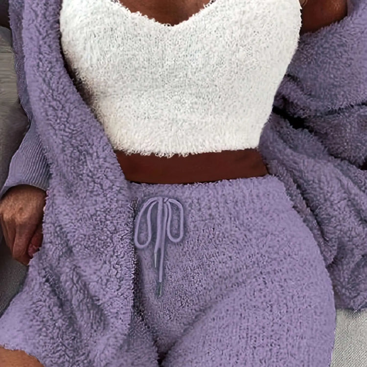 LUXEHAEVEN Warm Fuzzy Pajama Set for Ultimate Comfort