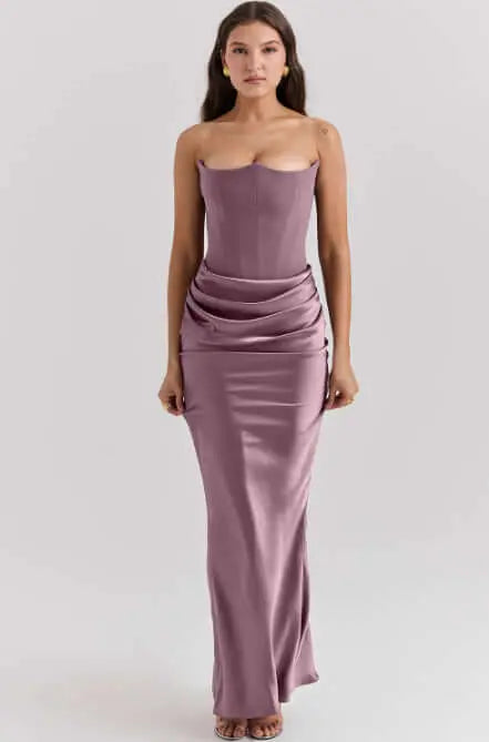 LUXEHAEVEN Slim Tube Top Long Dress Sexy Fashion Bandeau Backless Party Evening Dresses For Women Clothing LuxeHaeven