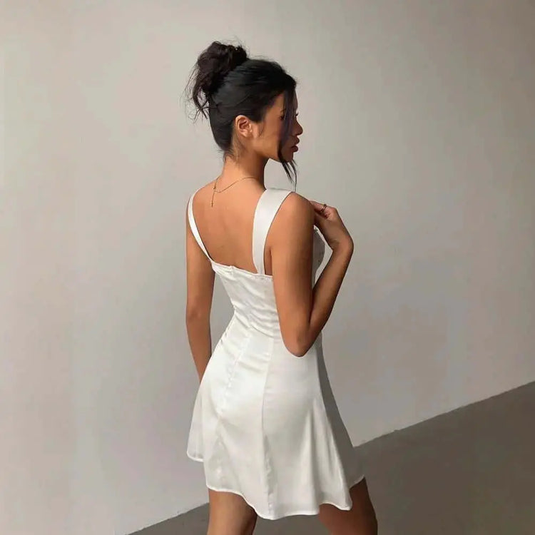 LUXEHAEVEN A-line Swing Dress Satin Loungewear For Women