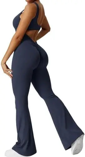 LUXEHAEVEN Women Sleeveless Flare Jumpsuits Fitness Yoga Long Pants LuxeHaeven