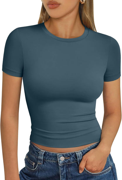 LUXEHAEVEN Womens Short Sleeve T Shirt