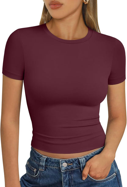LUXEHAEVEN Womens Short Sleeve T Shirt