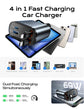 LUXEHAEVEN Retractable Car Charger, 84W Car Charger USB C Fast Charge, 4 in 1