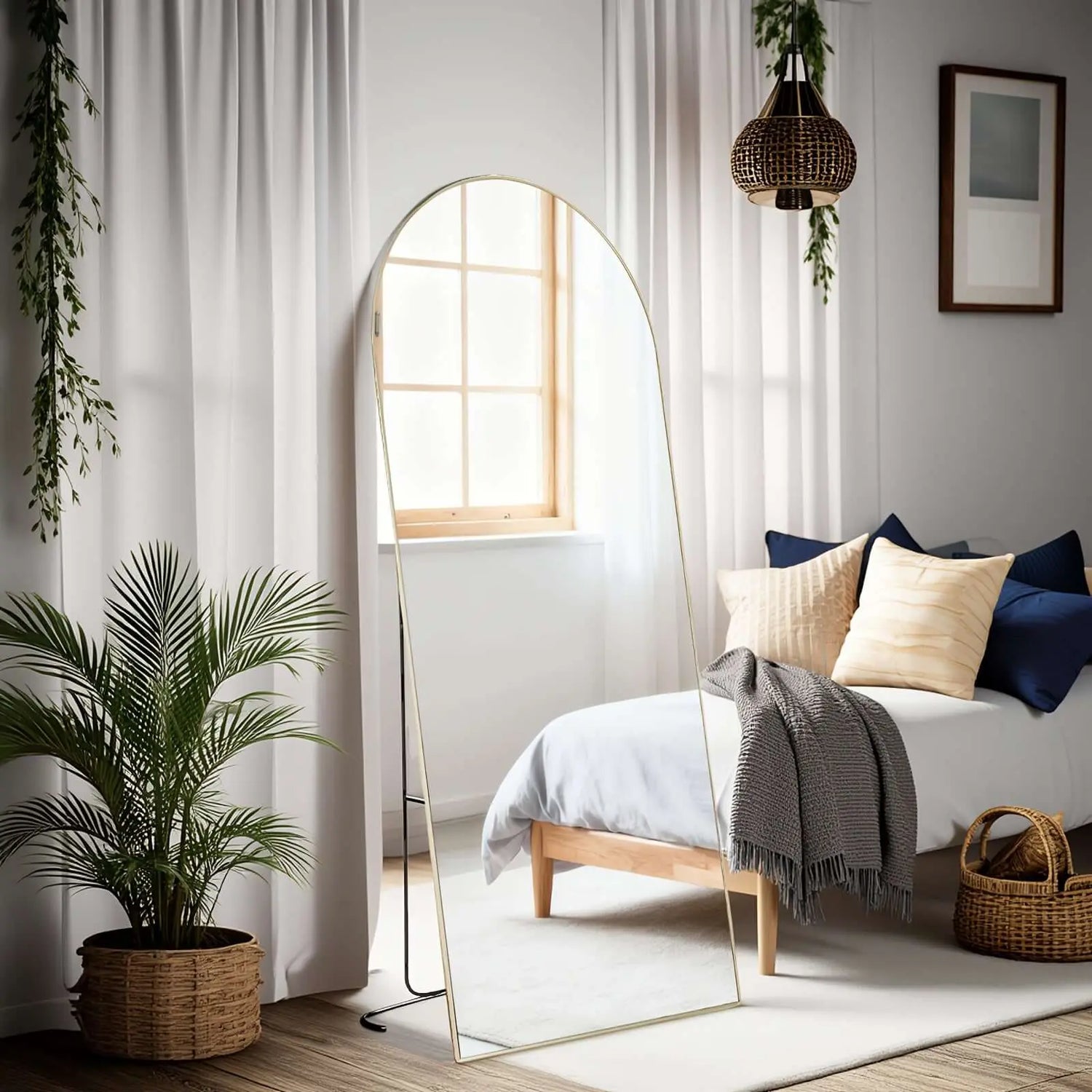 LUXEHAEVEN Full Length Arched/Rect Mirror with Stand