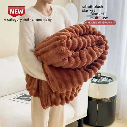 LUXEHAEVEN Soft Wind Bubble Velvet Blanket Warm Solid Rabbit Fur Blankets Double-sided Thickening Cover Throw Warm Fur Blanket LuxeHaeven