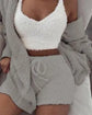LUXEHAEVEN 3pcs Womens Clothing Long Sleeve Crop Tank Top And Drawstring Shorts Pajama Set LuxeHaeven