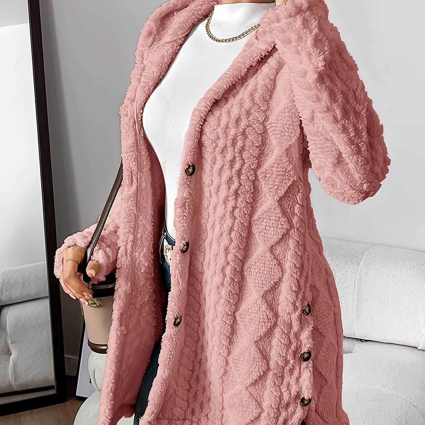 LUXEHAEVEN Warm Hooded Cardigan Coat