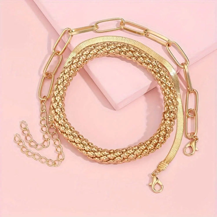 LUXEHAEVEN Multi-Layer Chain Bracelet Set