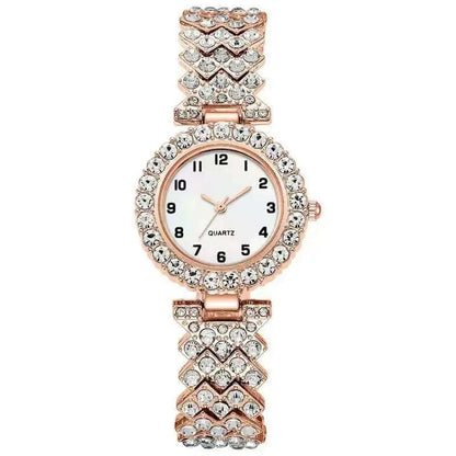LUXEHAEVEN 2pcs Luxury Fashion Women Watch Set Silver Strap Ladies Quartz Wristwatch Alloy Bracelet For Ladies Jewelry Set LuxeHaeven