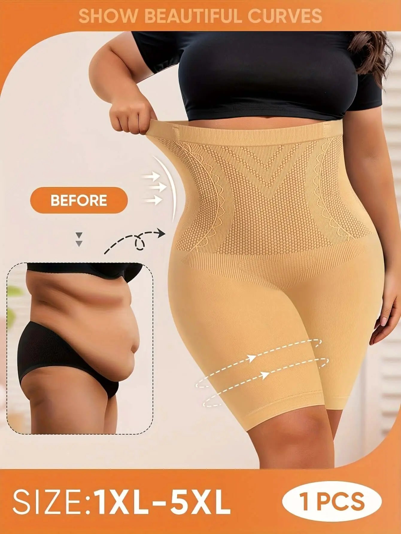 LUXEHAEVEN Plus Size High-Waisted Tummy Control Panties