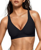 LUXEHAEVEN Womens Jelly Bras Wireless Deep V Bralette in black for ultimate comfort and style.