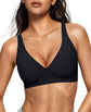 LUXEHAEVEN Womens Jelly Bras Wireless Deep V Bralette Comfy Push Up Tshirt Bras in classic black color.