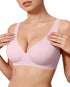 LUXEHAEVEN Womens Jelly Bras Wireless Deep V Bralette in soft pink, showcasing a comfy push-up design.