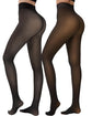 LUXEHAEVEN 2 Pairs Fleece Lined Tights Women - Warm Sheer Pantyhose Fake Translucent Tights Winter Thermal Leggings