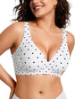 LUXEHAEVEN Womens Jelly Bras Wireless Deep V Bralette polka dot design for comfort and support.