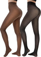 LUXEHAEVEN 2 Pairs Fleece Lined Tights Women - Warm Sheer Pantyhose Fake Translucent Tights Winter Thermal Leggings