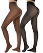LUXEHAEVEN 2 Pairs Fleece Lined Tights Women - Warm Sheer Pantyhose Fake Translucent Tights Winter Thermal Leggings