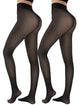 LUXEHAEVEN 2 Pairs Fleece Lined Tights Women - Warm Sheer Pantyhose Fake Translucent Tights Winter Thermal Leggings