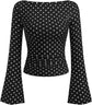 LUXEHAEVEN Womens Bell Long Sleeve Ribbed Knit Tops