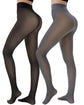 LUXEHAEVEN 2 Pairs Fleece Lined Tights Women - Warm Sheer Pantyhose Fake Translucent Tights Winter Thermal Leggings
