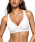 LUXEHAEVEN Womens Jelly Bras Wireless Deep V Bralette in white color, showcasing comfortable push-up design.