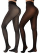 LUXEHAEVEN 2 Pairs Fleece Lined Tights Women - Warm Sheer Pantyhose Fake Translucent Tights Winter Thermal Leggings