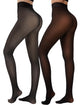 LUXEHAEVEN 2 Pairs Fleece Lined Tights Women - Warm Sheer Pantyhose Fake Translucent Tights Winter Thermal Leggings
