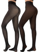 LUXEHAEVEN 2 Pairs Fleece Lined Tights Women - Warm Sheer Pantyhose Fake Translucent Tights Winter Thermal Leggings