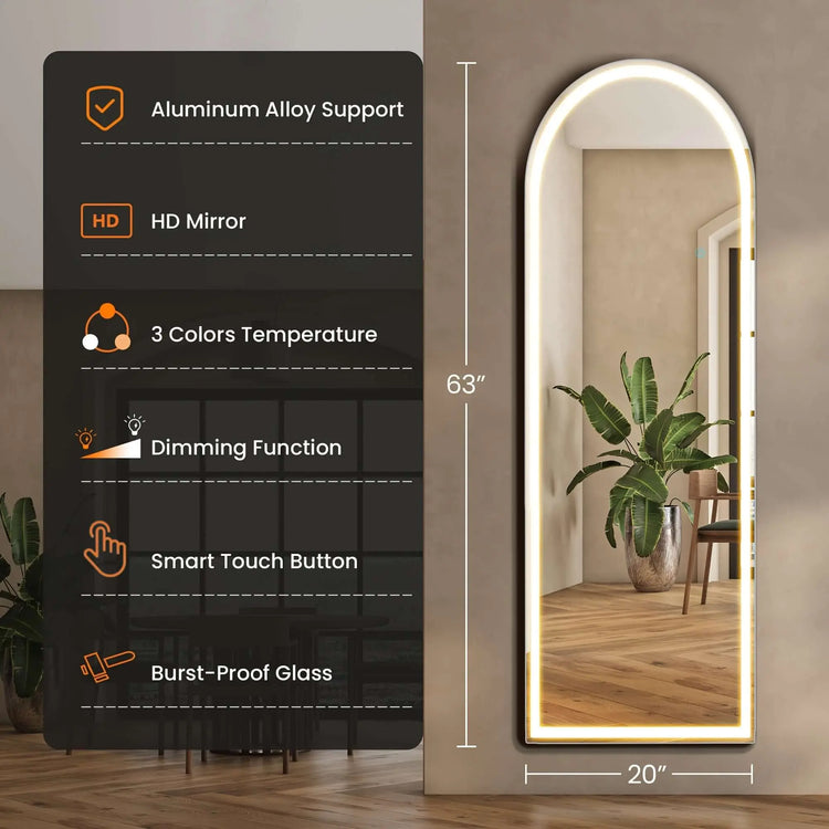 LUXEHAEVEN Full Length Arched/Rect Mirror with Stand