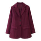 LUXEHAEVEN Womens Versatile Single-Breasted V-Neck Long-Sleeve Blazer LuxeHaeven