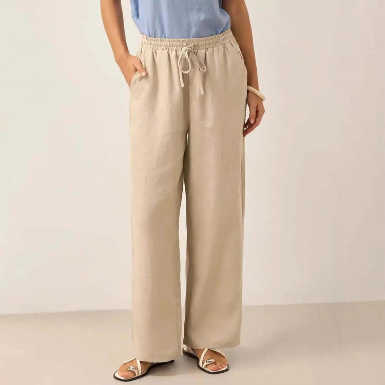LUXEHAEVEN Linen Comfortable Straight-Leg Pants Women&