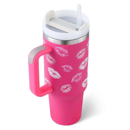 LUXEHAEVEN 40 Oz Tumbler With Handle Straw Insulated, Stainless Steel Spill Proof Vacuum Coffee Cup Tumbler With Lid Tapered Mug Gifts For Valentine Lover Suitable For Car Gym Office Travel LuxeHaeven