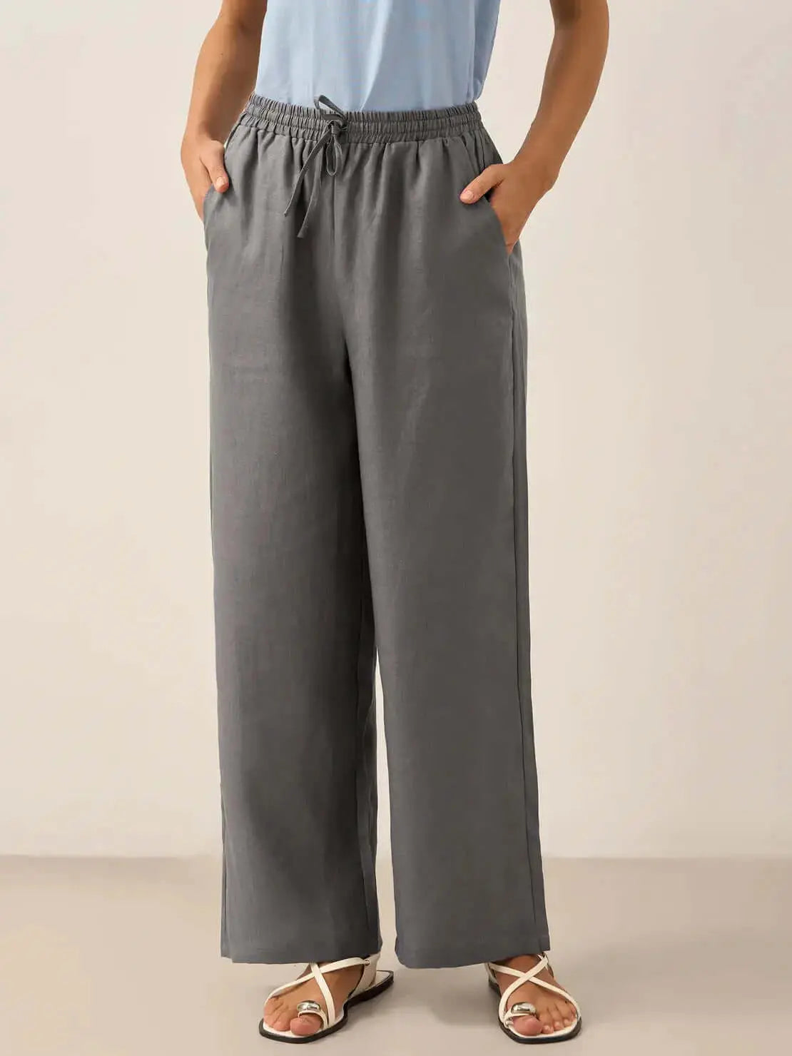 LUXEHAEVEN Linen Comfortable Straight-Leg Pants Women&
