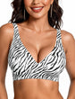 LUXEHAEVEN Womens Jelly Bras Wireless Deep V Bralette in zebra print design, perfect for comfort and style.