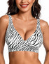 LUXEHAEVEN Womens Jelly Bra in zebra print, wireless deep V bralette designed for ultimate comfort and support.