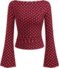 LUXEHAEVEN Womens Bell Long Sleeve Ribbed Knit Tops