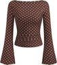 LUXEHAEVEN Womens Bell Long Sleeve Ribbed Knit Tops