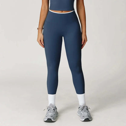 LUXEHAEVEN Nude-Feel Yoga Pants High-Waist Contrasting Color Quick-Dry Trousers LuxeHaeven