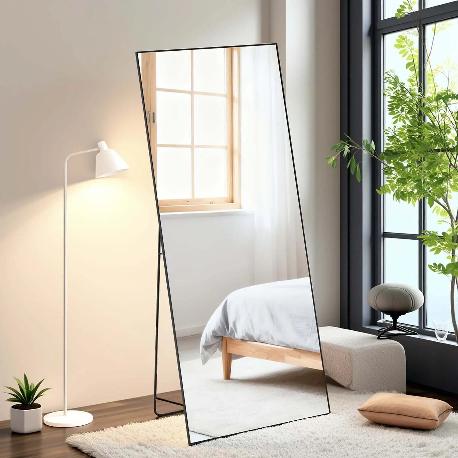 LUXEHAEVEN Full Length Arched/Rect Mirror with Stand