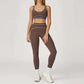 LUXEHAEVEN Contrast-color Brushed Yoga Set With Dual Shoulder Straps LuxeHaeven