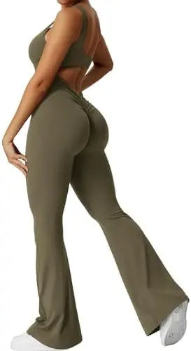 LUXEHAEVEN Women Sleeveless Flare Jumpsuits Fitness Yoga Long Pants LuxeHaeven